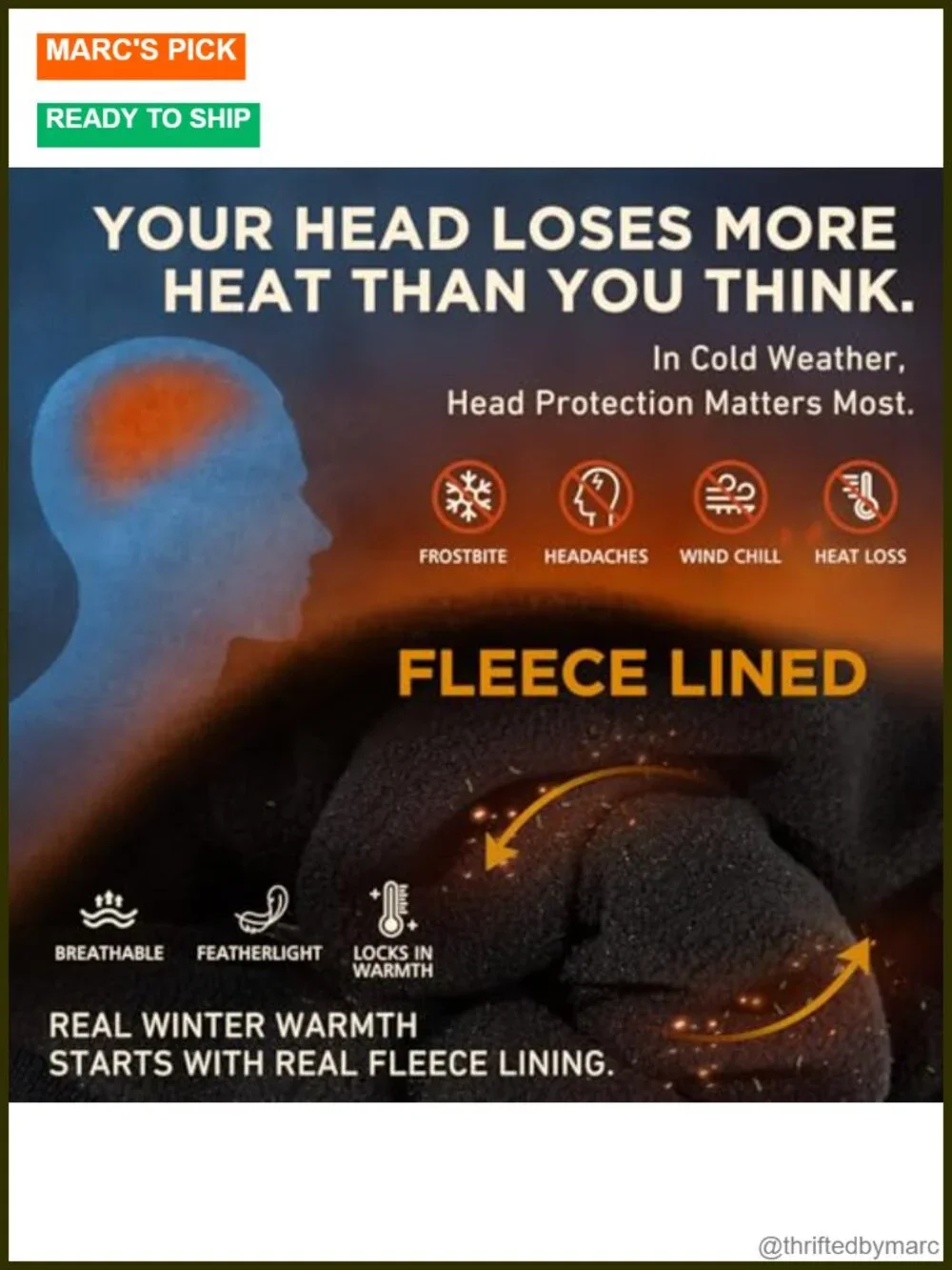 DryKnit Waterproof Merino Wool Fleece Lined Beanie Skullies Cold Weather Winter